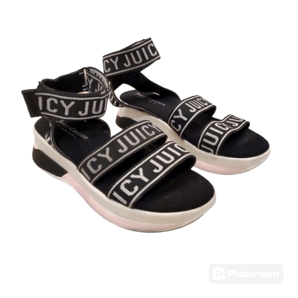 Juicy Couture Women's Black Impulse Logo Strappy Sandals Size 7